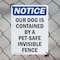 Signmission Our Dog Is Contained By A Pet-Safe, 7 in W x Rectangle, Plastic OS-2PACK-NS-P-710-V-17065 - alternate 2